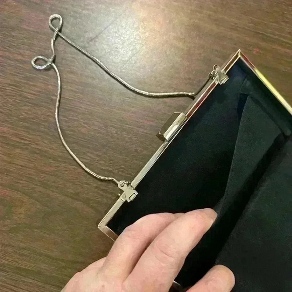 New Clutch Wallet With Chain. Black Patent Leather. Snap Closure. - Picture 6 of 8